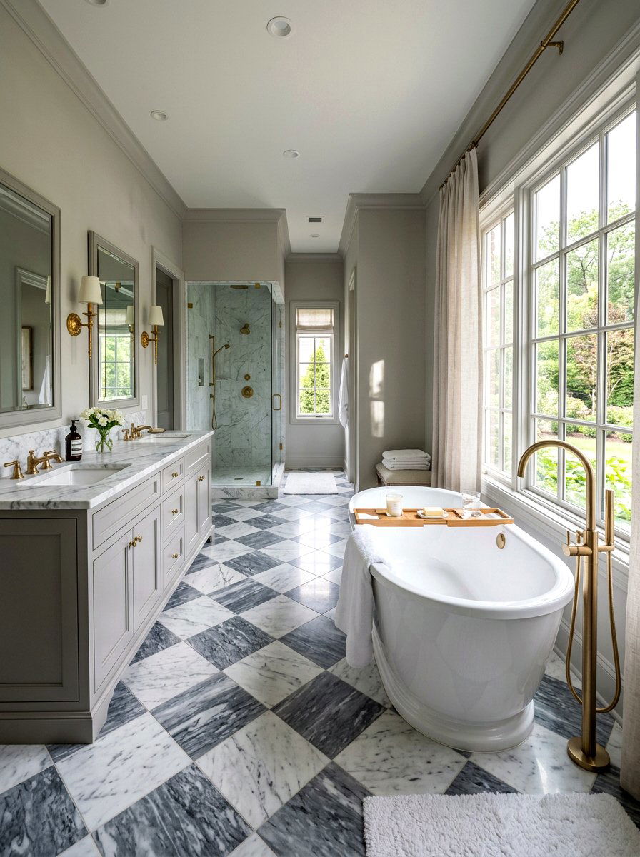 Marble Checkerboard Bathroom - 30 checkerboard bathroom floor ideas