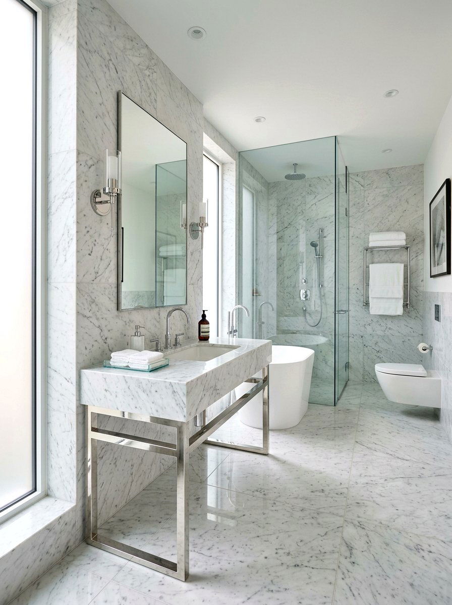 Marble Chrome Bathroom - 30 chrome bathroom ideas