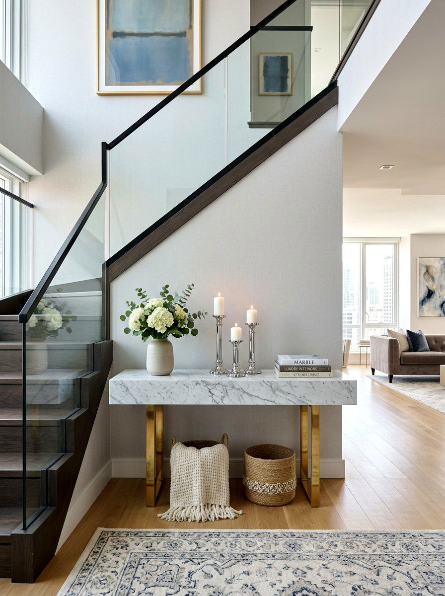 Marble Console Behind Stairs - 30 console behind stairs ideas