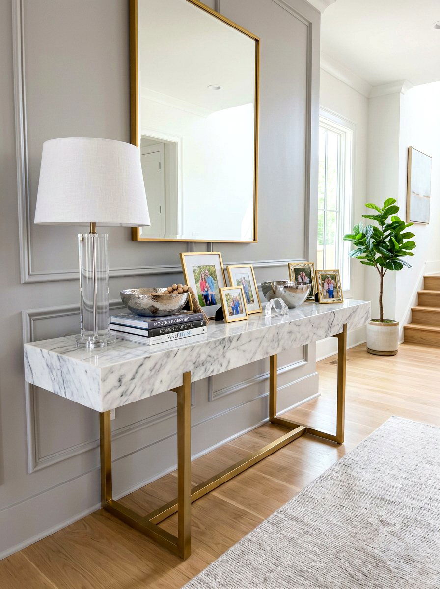 Marble Console Table - 30 console table decor ideas