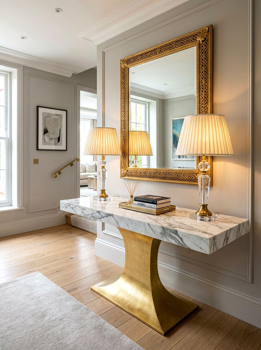 Marble Console Table - 30 warm welcome entryway ideas