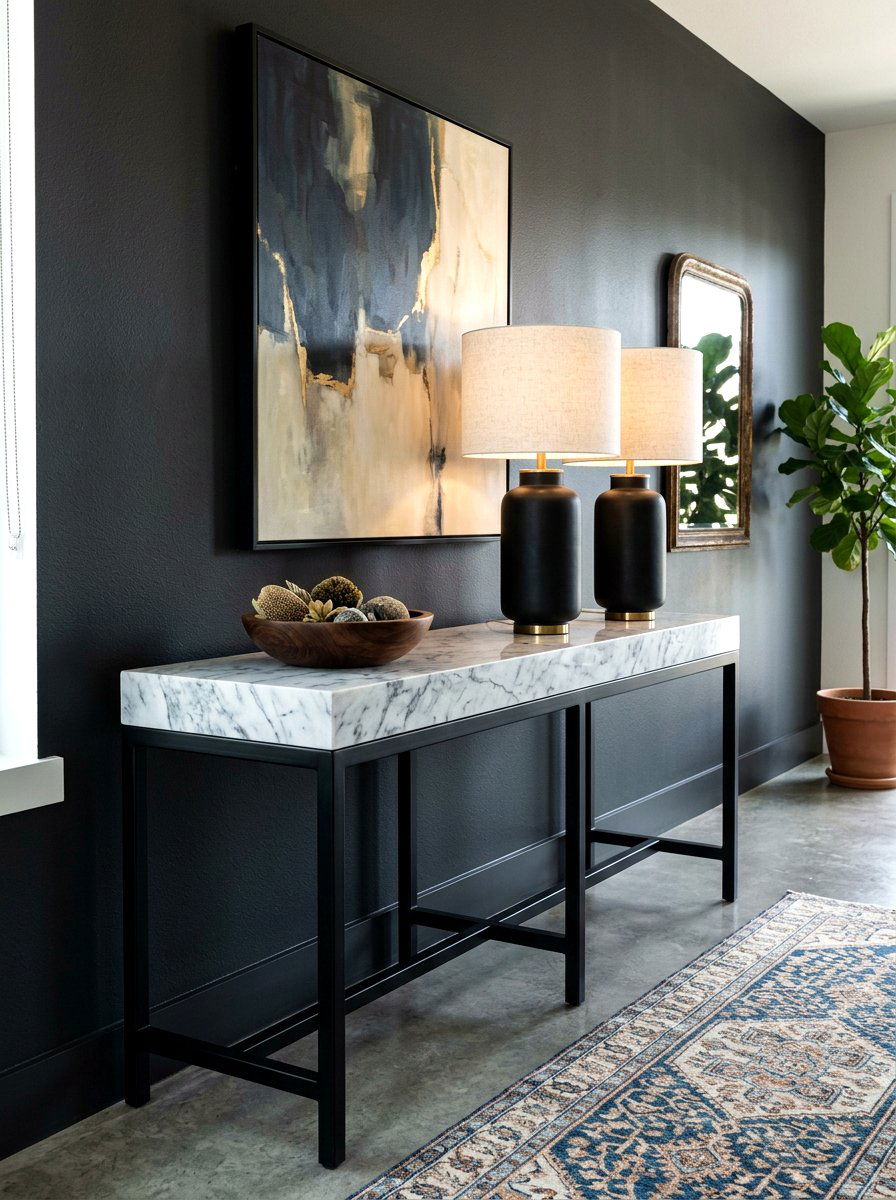 Marble Console Table - 30 console styling ideas