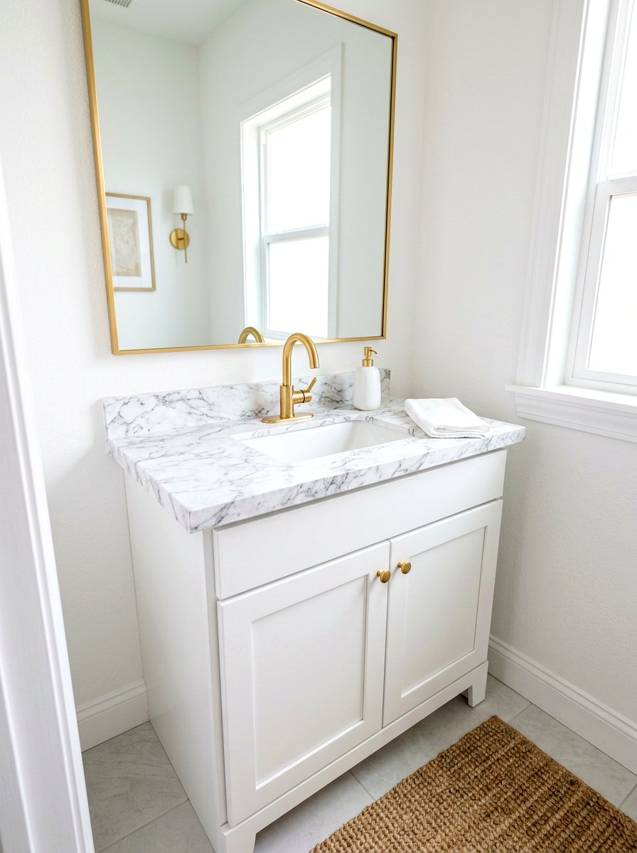 Marble Contact Paper Bathroom Counter - 30 small rental bathroom ideas