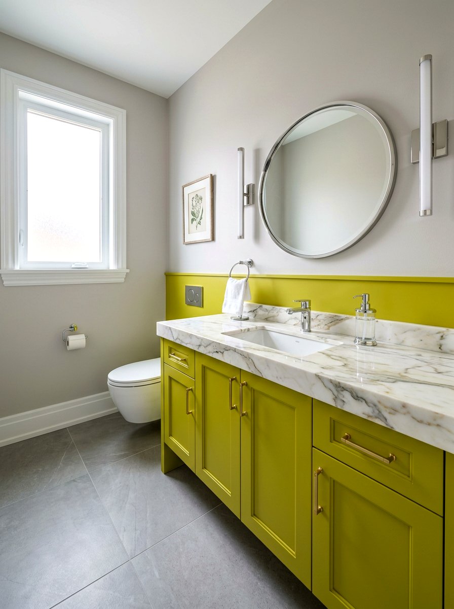 Marble Countertop Chartreuse Bathroom - 30 chartreuse powder room ideas