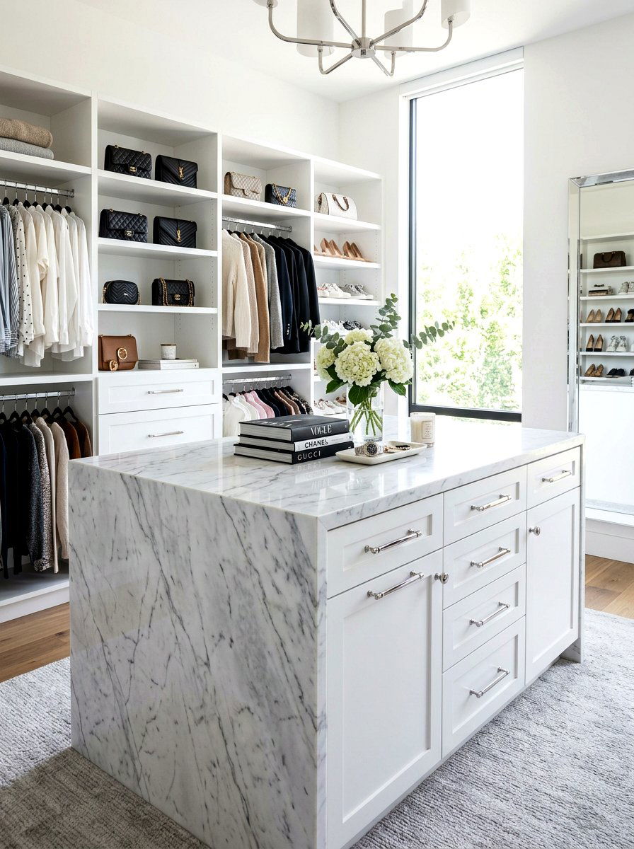 Marble Countertop Closet Island - 30 closet island storage ideas