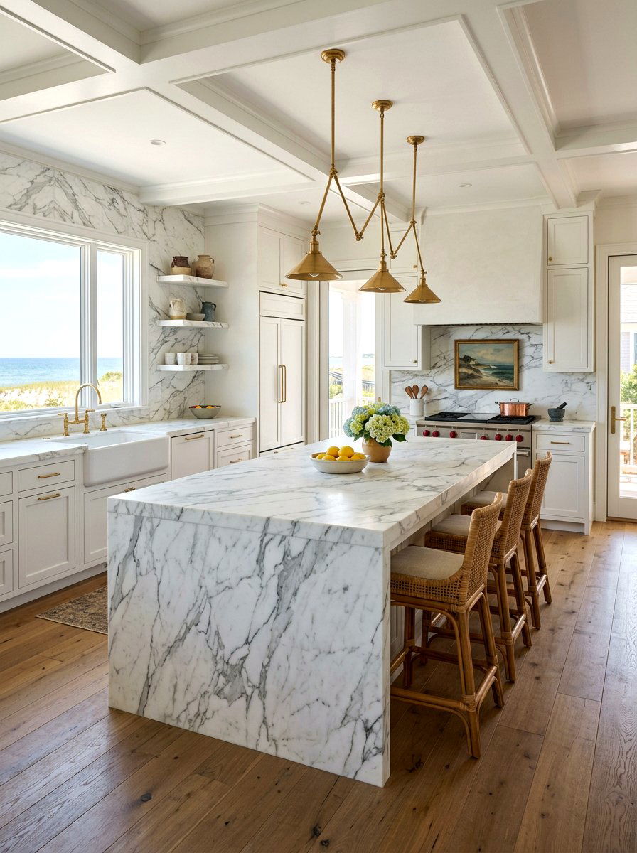 Marble Countertop Coastal Kitchen - 30 coastal grandmother kitchen ideas