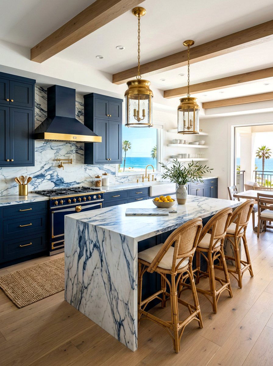 Marble Countertop Coastal Kitchen - 30 coastal kitchen ideas