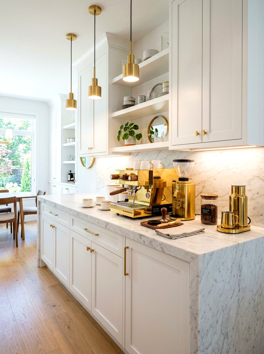 Marble Countertop Coffee Bar - 30 home cafe ideas