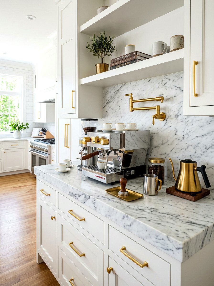 Marble Countertop Coffee Station - 30 kitchen coffee bar ideas