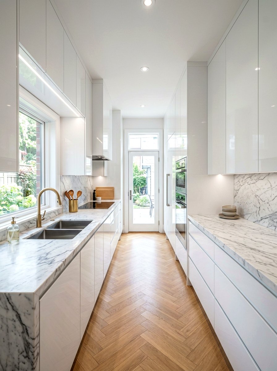 Marble Countertop Galley Kitchen - 30 tiny galley kitchen ideas