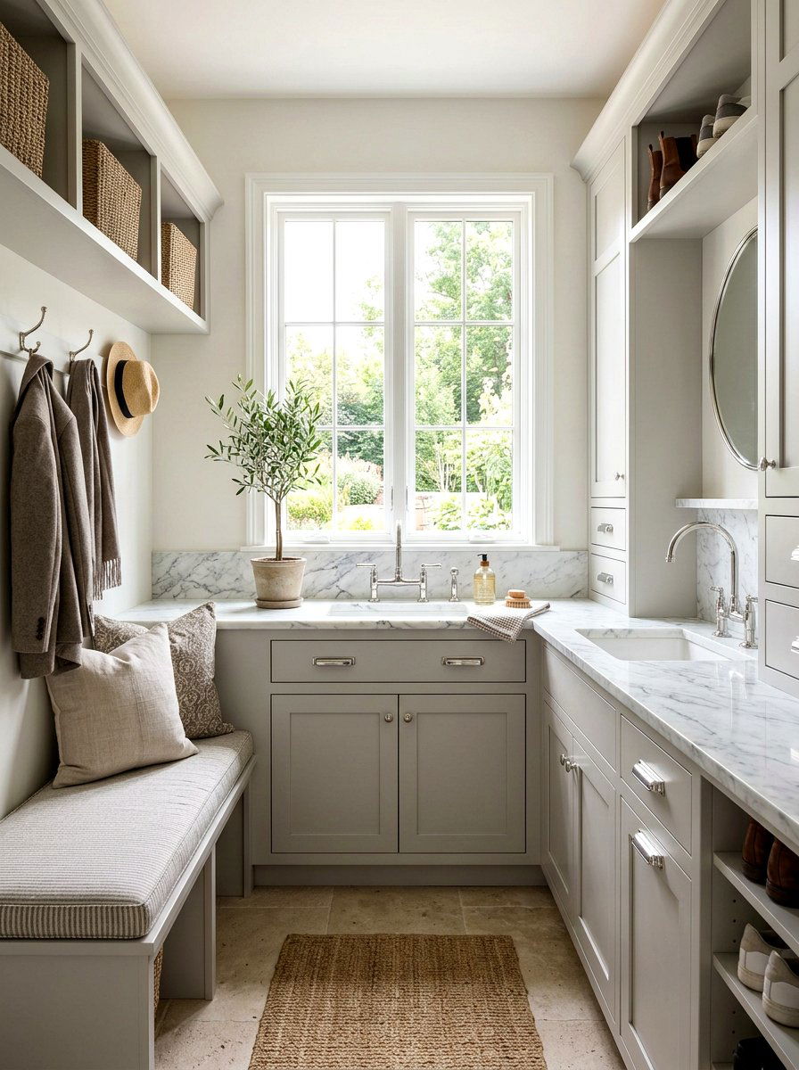 Marble Countertop Mudroom Space - 30 mudroom laundry sink ideas