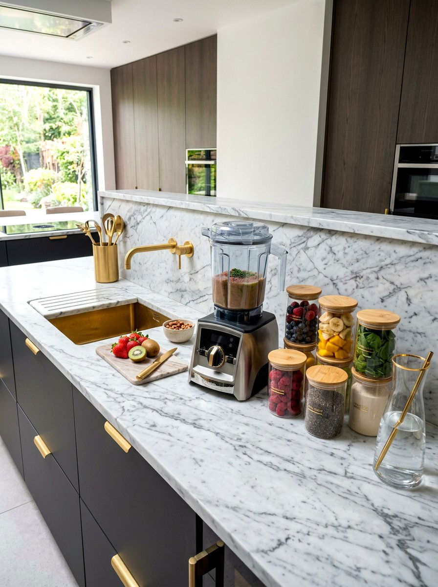 Marble Countertop Prep Zone - 30 smoothie station kitchen ideas