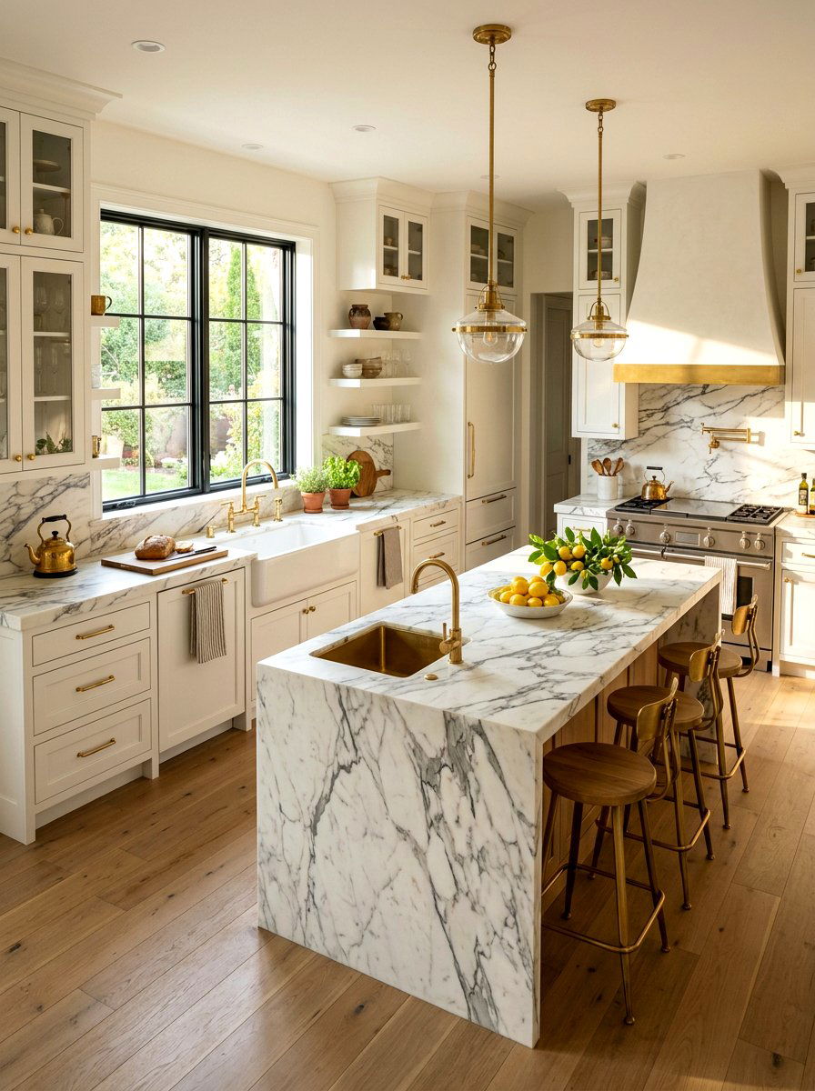 Marble Countertop Slab - 30 Nancy Meyers kitchen ideas