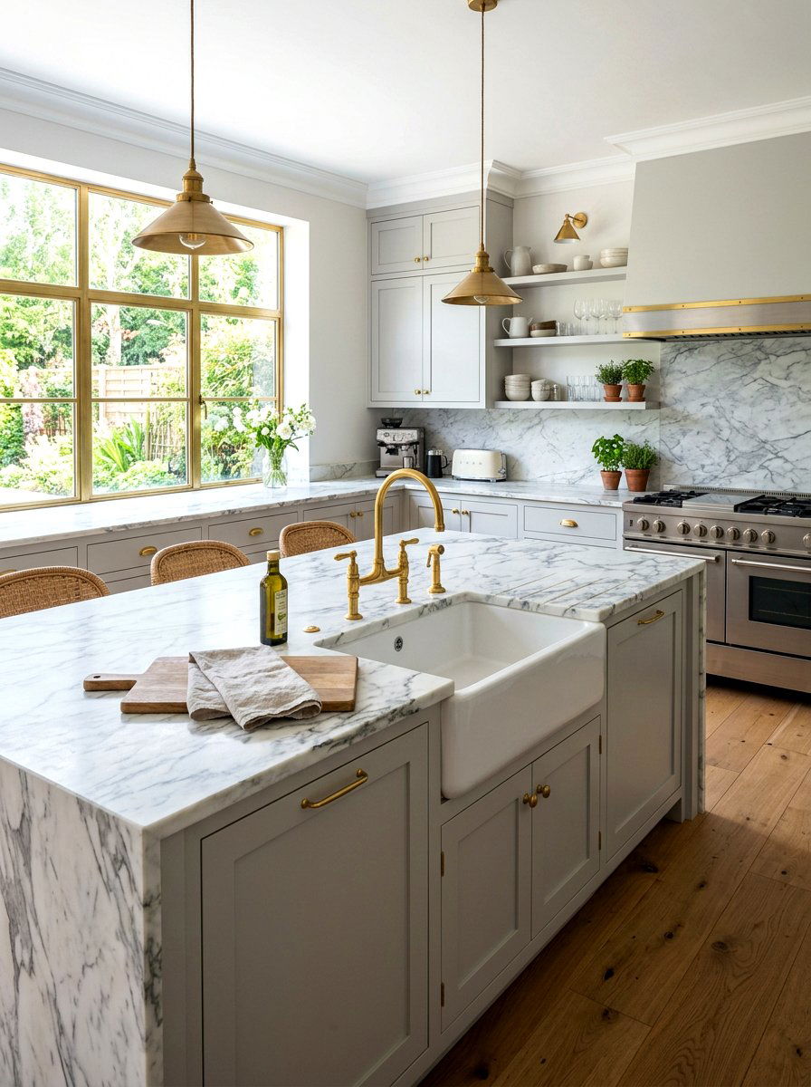 Marble Countertop - 30 bistro kitchen ideas