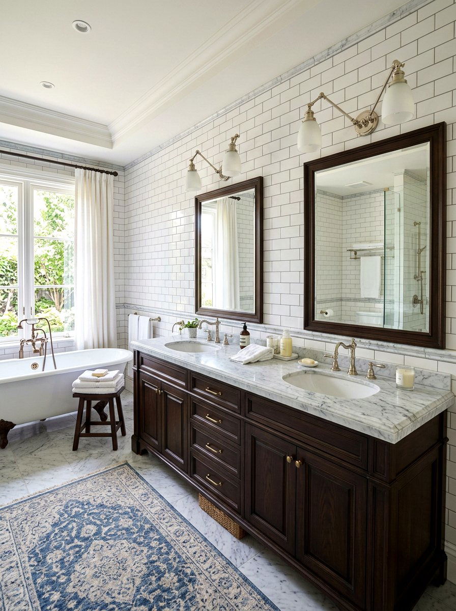 Marble Double Vanity - 30 traditional bathroom ideas
