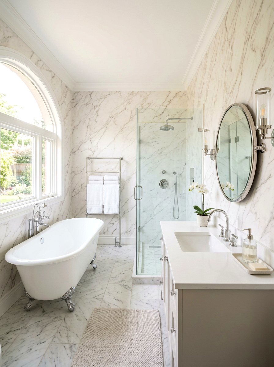 Marble Effect Bathroom - 30 bathroom wallpaper ideas