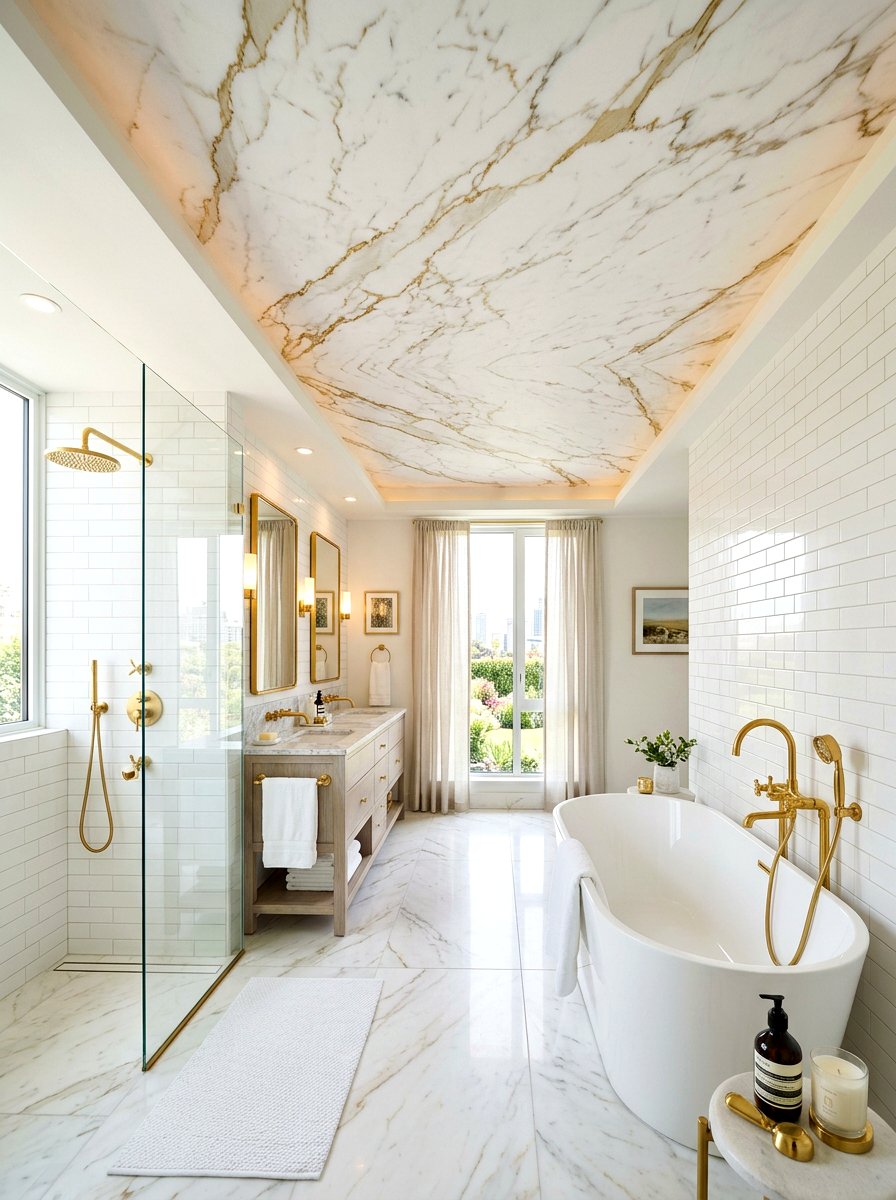 Marble Effect Luxury Bath - 30 wallpaper ceiling ideas