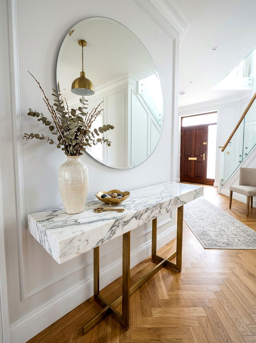 Marble Entry Table - 30 everyday entry table decor ideas