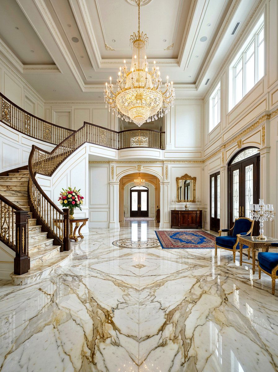 Marble Entryway Flooring - 30 two story foyer ideas