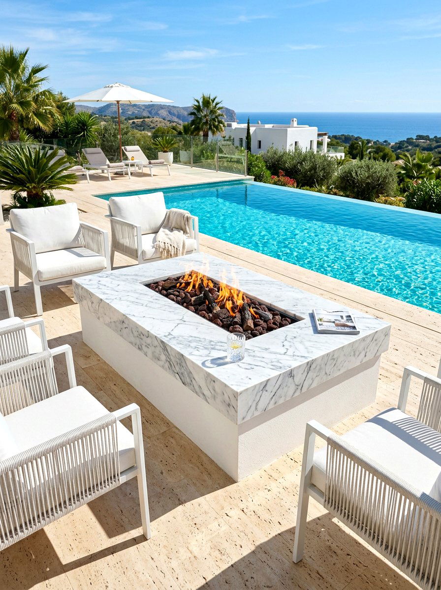 Marble Fire Pit Surround - 30 modern fire pit ideas