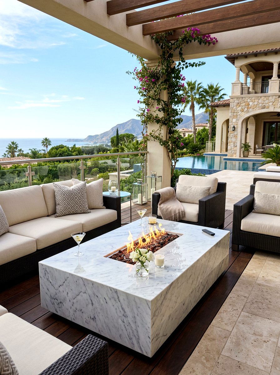 Marble Fire Table - 30 deck fire table ideas
