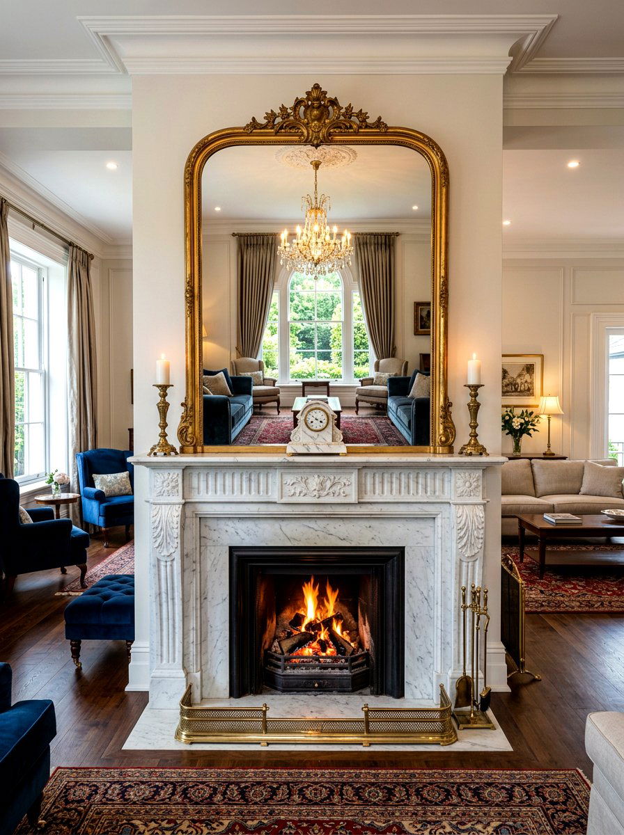 Marble Fireplace Mantel - 30 old money lounge ideas
