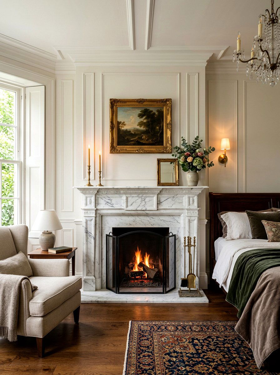 Marble Fireplace Mantel - 30 Parisian bedroom ideas