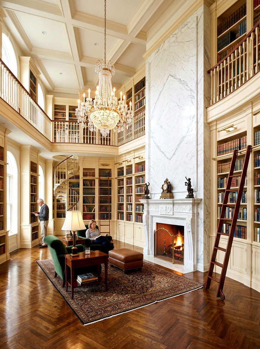 Marble Fireplace With Bookshelves - 30 library fireplace ideas