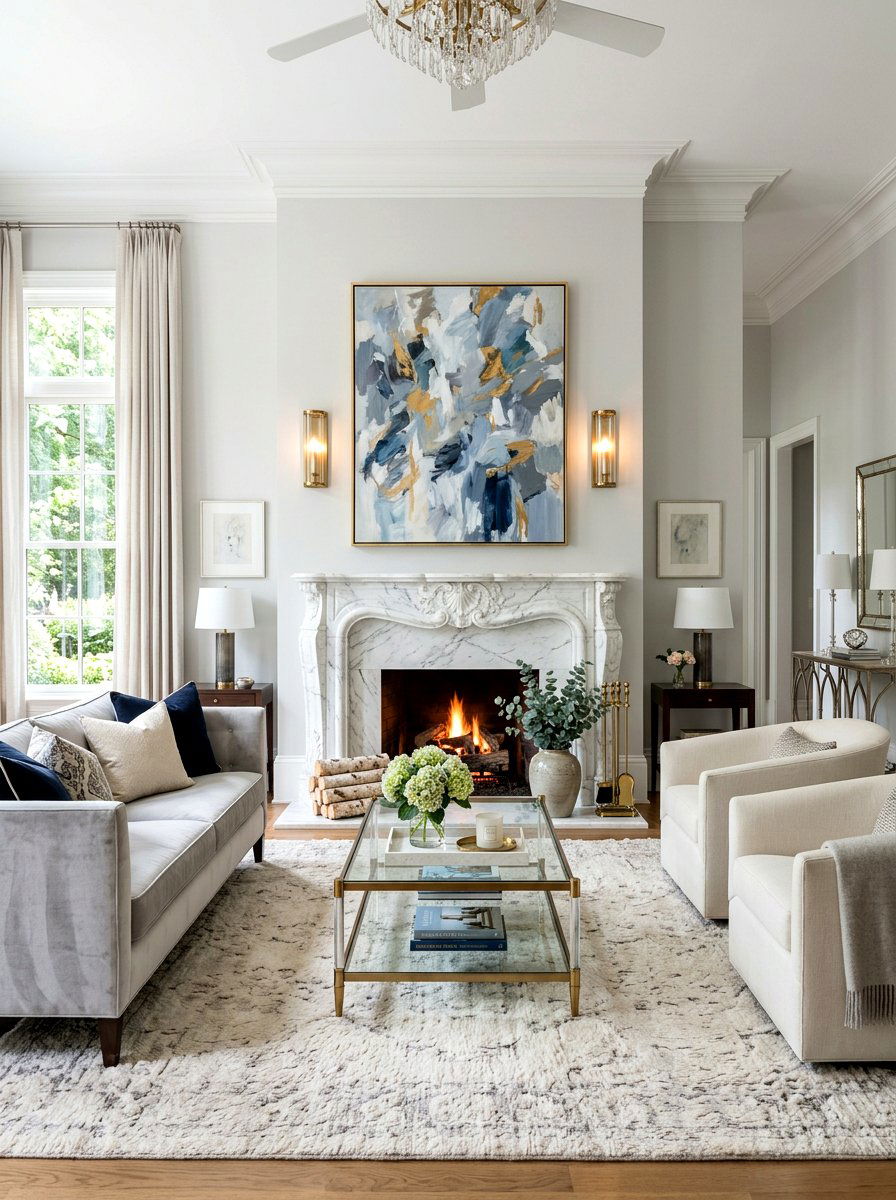 Marble Fireplace - 30 elegant living room ideas