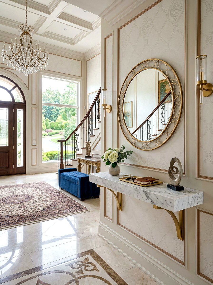 Marble Floating Entry Shelf - 30 floating entry shelf ideas