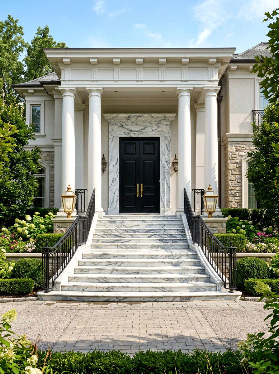 Marble Front Entrance - 30 stone front steps ideas