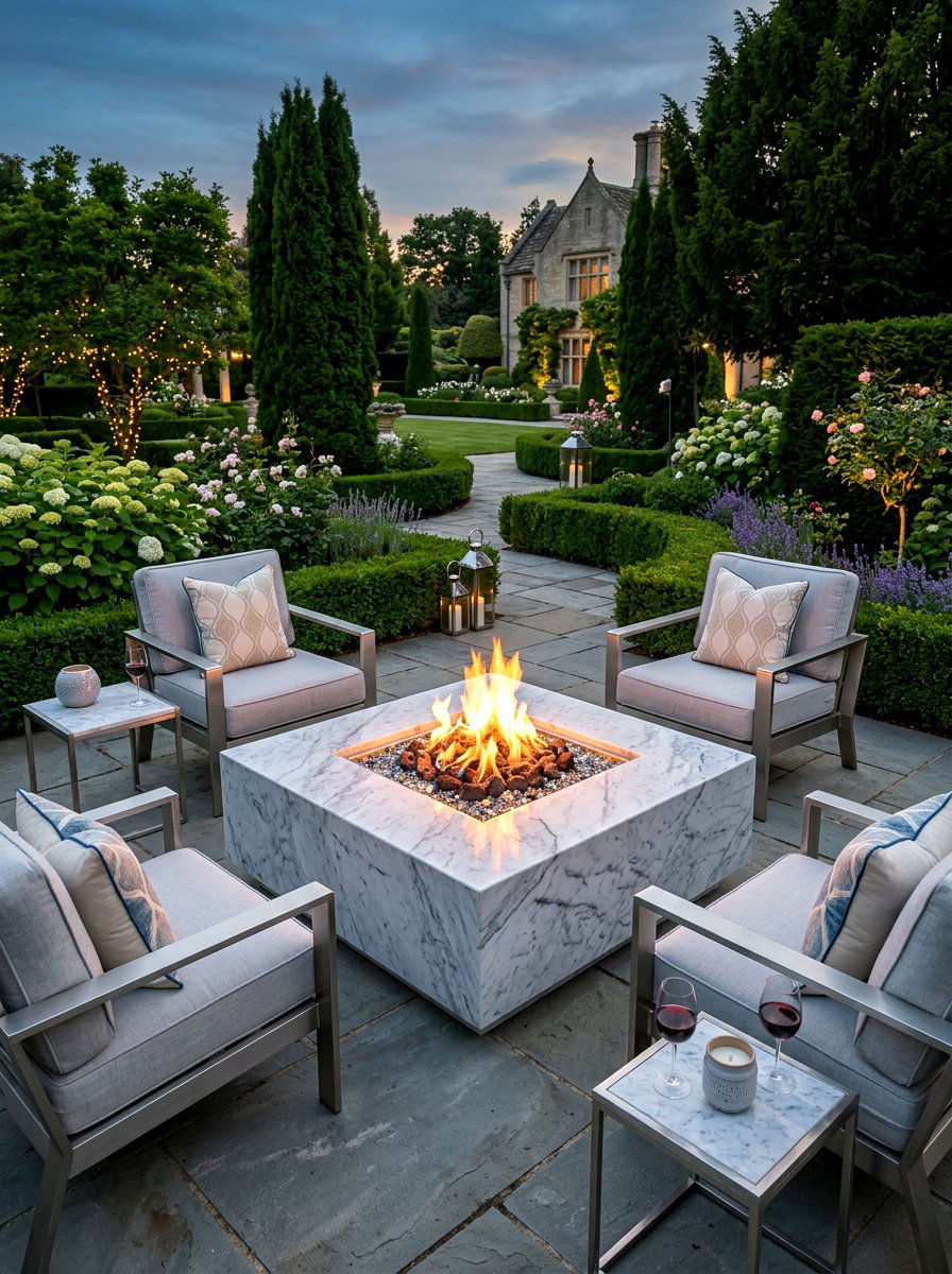 Marble Gas Fire Pit - 30 gas fire pit ideas