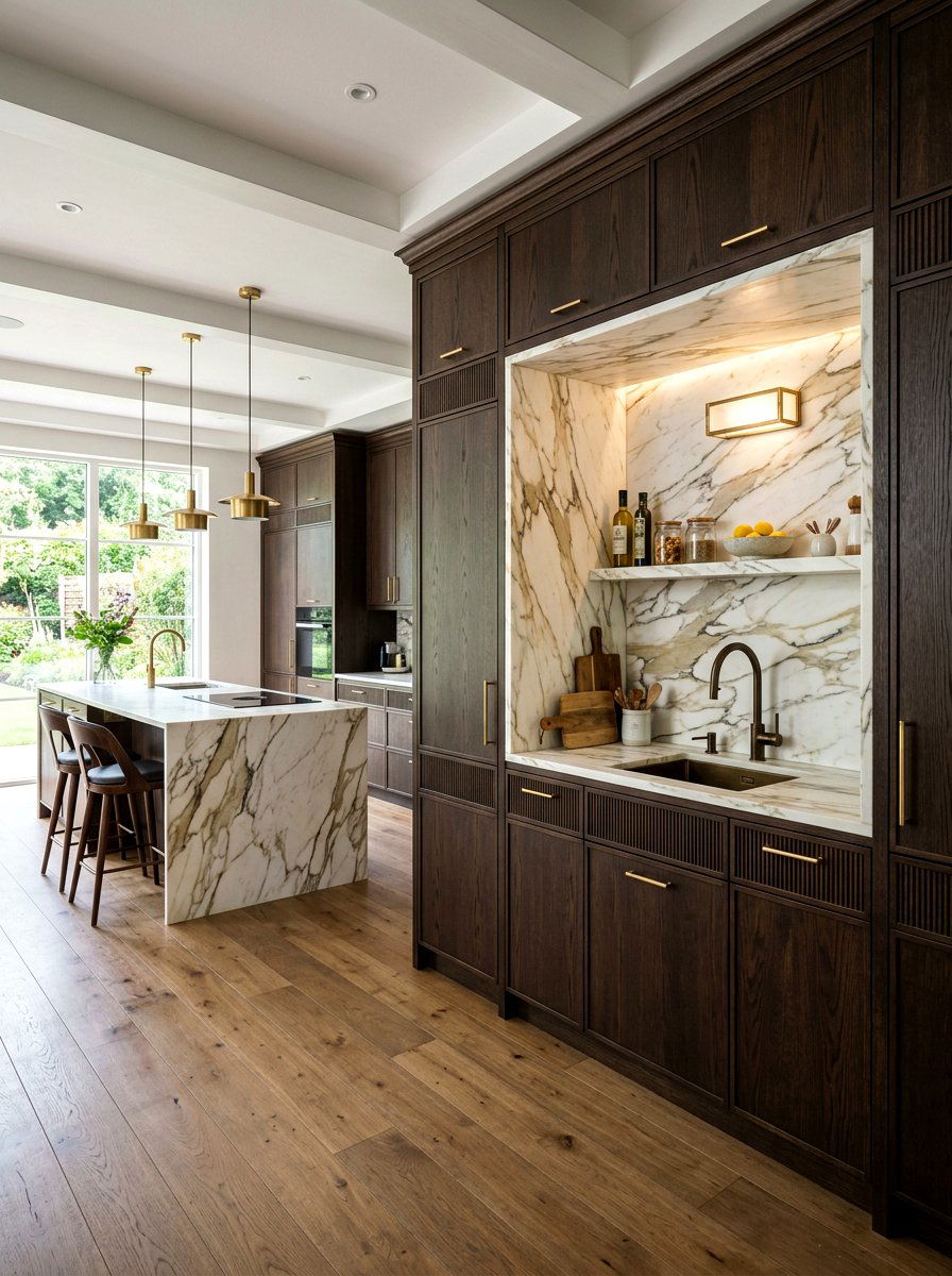 Marble Inset Tall Cabinet - 30 floor to ceiling kitchen cabinets ideas
