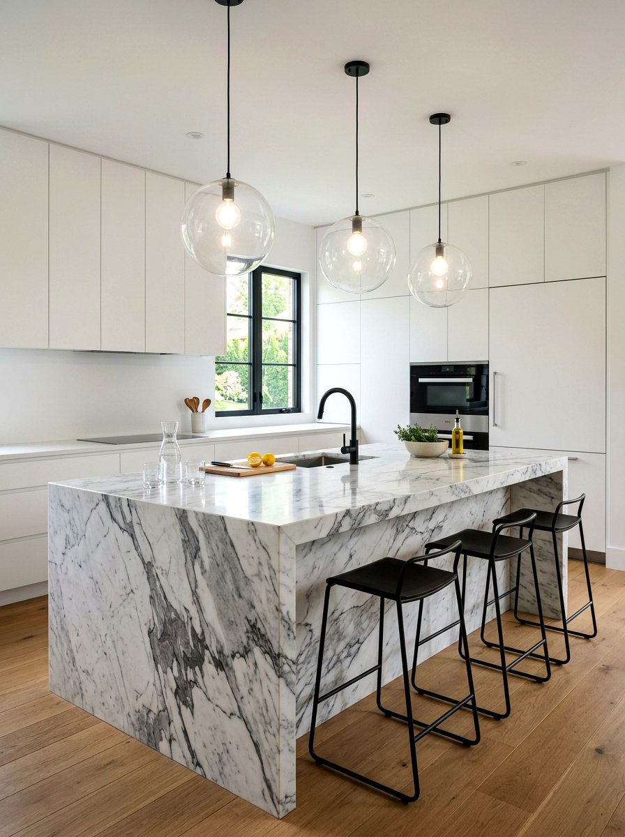 Marble Kitchen Island - 30 Pinterest kitchen ideas