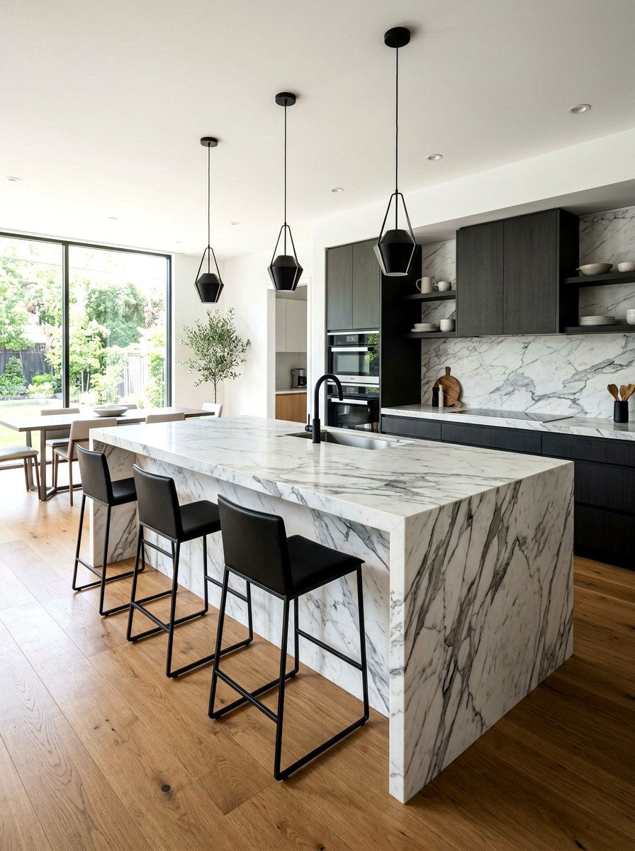 Marble Kitchen Island - 30 collected kitchen decor ideas