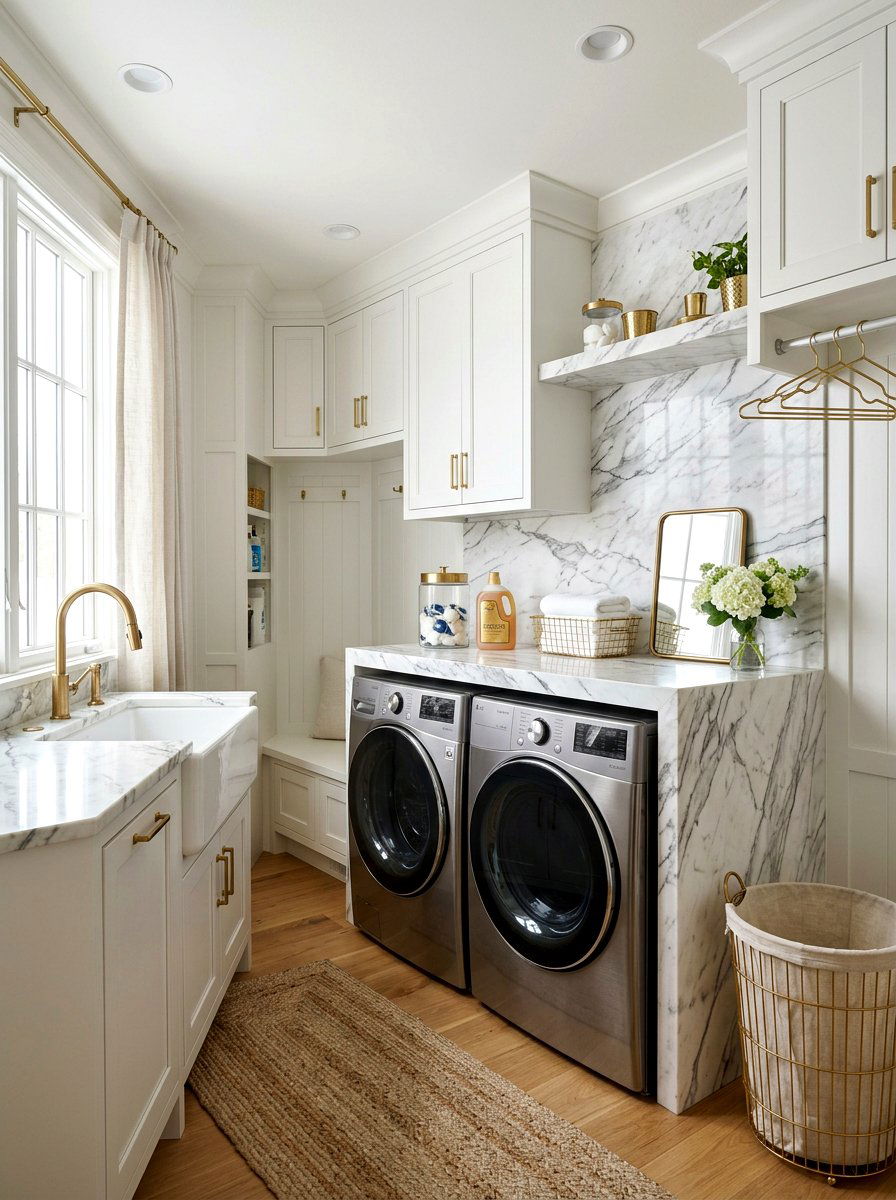 Marble Laundry Countertop Shelf - 30 laundry room shelf ideas