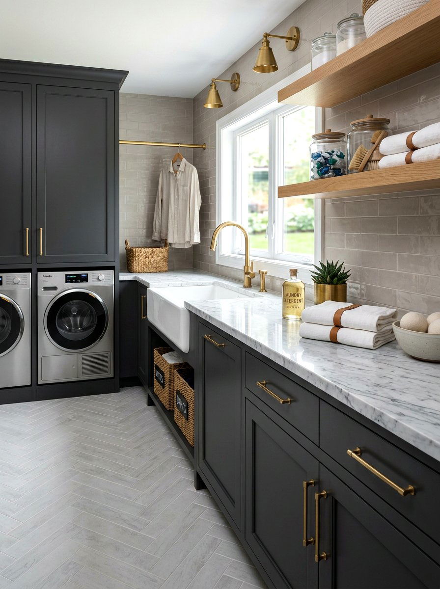 Marble Laundry Room Countertop - 30 folding station laundry ideas