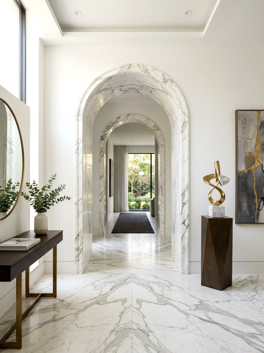 Marble Lined Arched Entryway - 30 arched doorway ideas