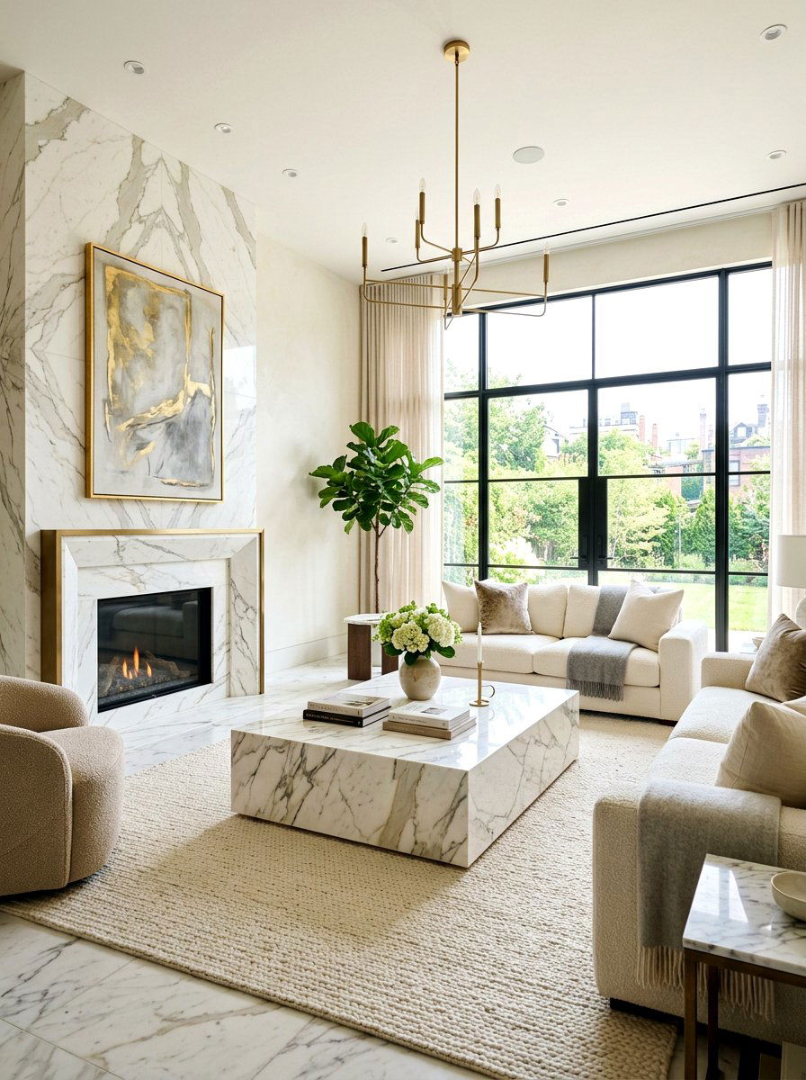 Marble Living Room Accents - 30 editorial living room ideas
