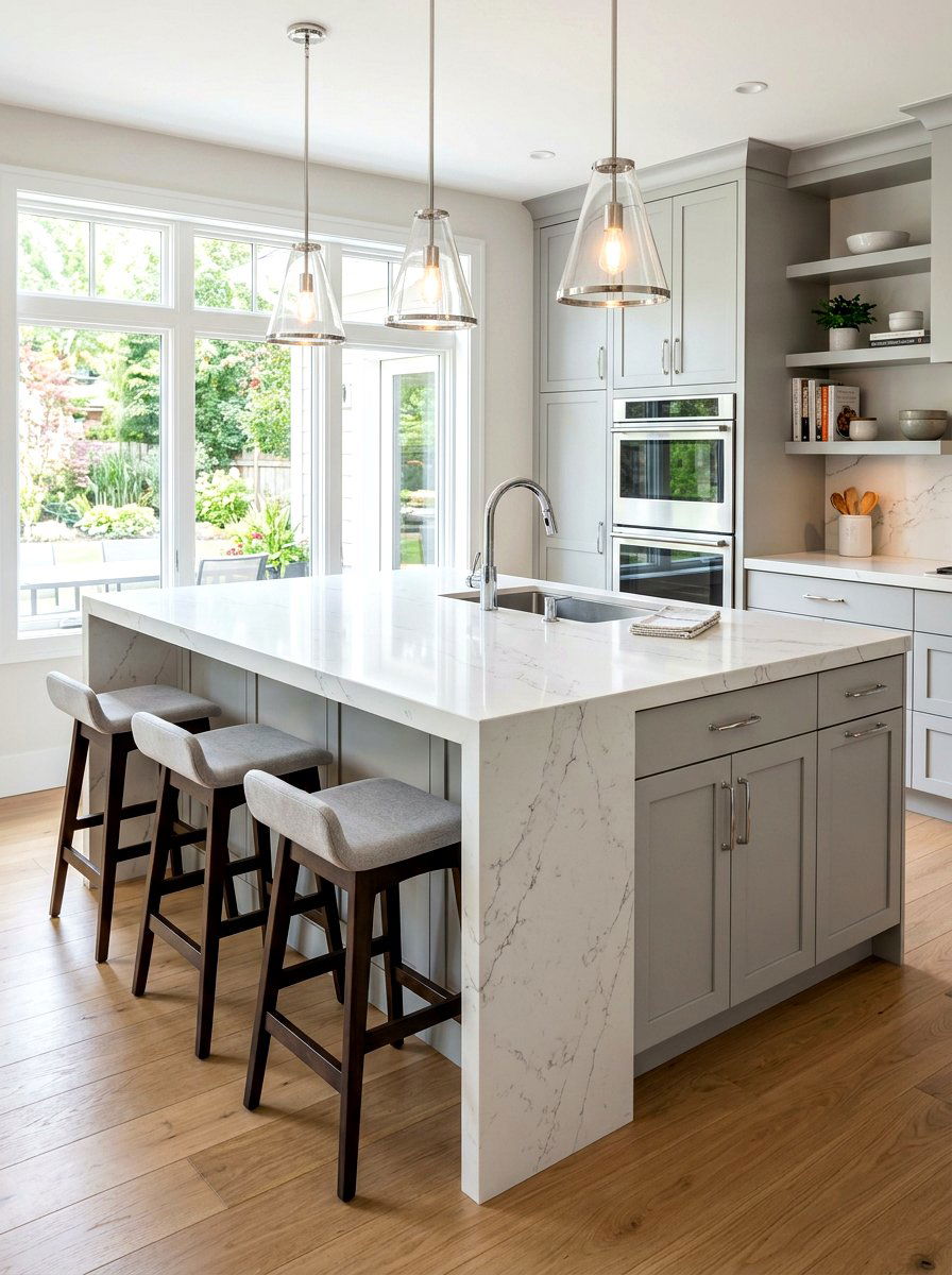 Marble Look Quartz Kitchen Peninsula - 30 kitchen peninsula ideas
