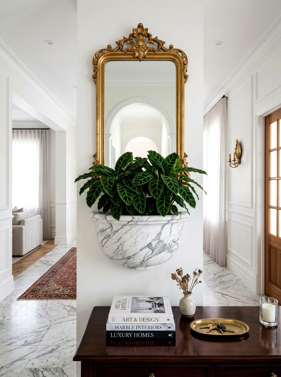 Marble Look Wall Vessel - 30 wall planter entryway ideas