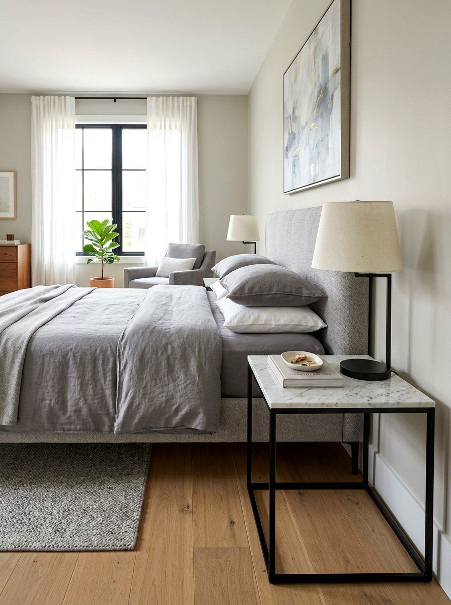 Marble Nightstand - 30 organic modern bedroom ideas