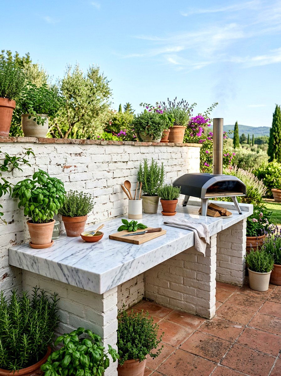 Marble Outdoor Prep Station - 30 outdoor countertop ideas