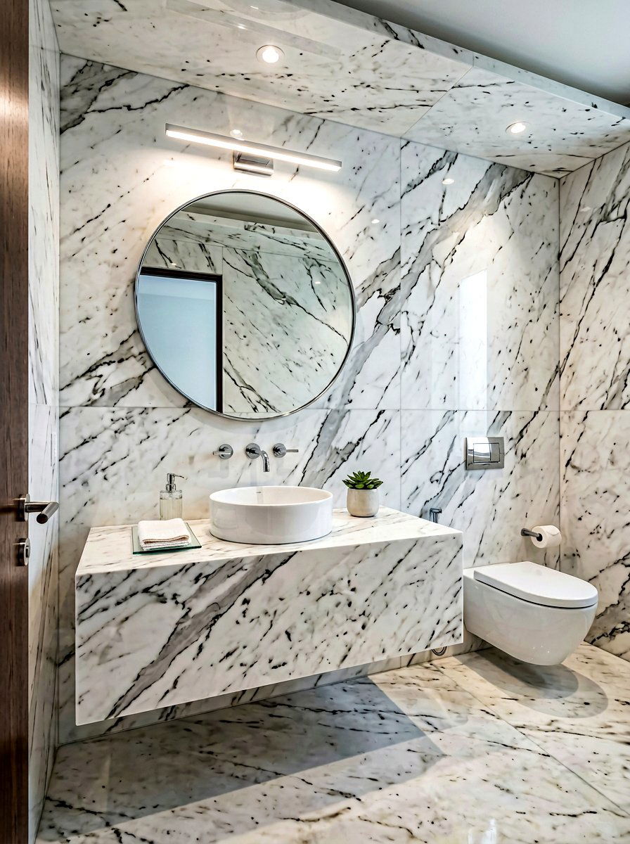 Marble Powder Room - 30 powder room ideas