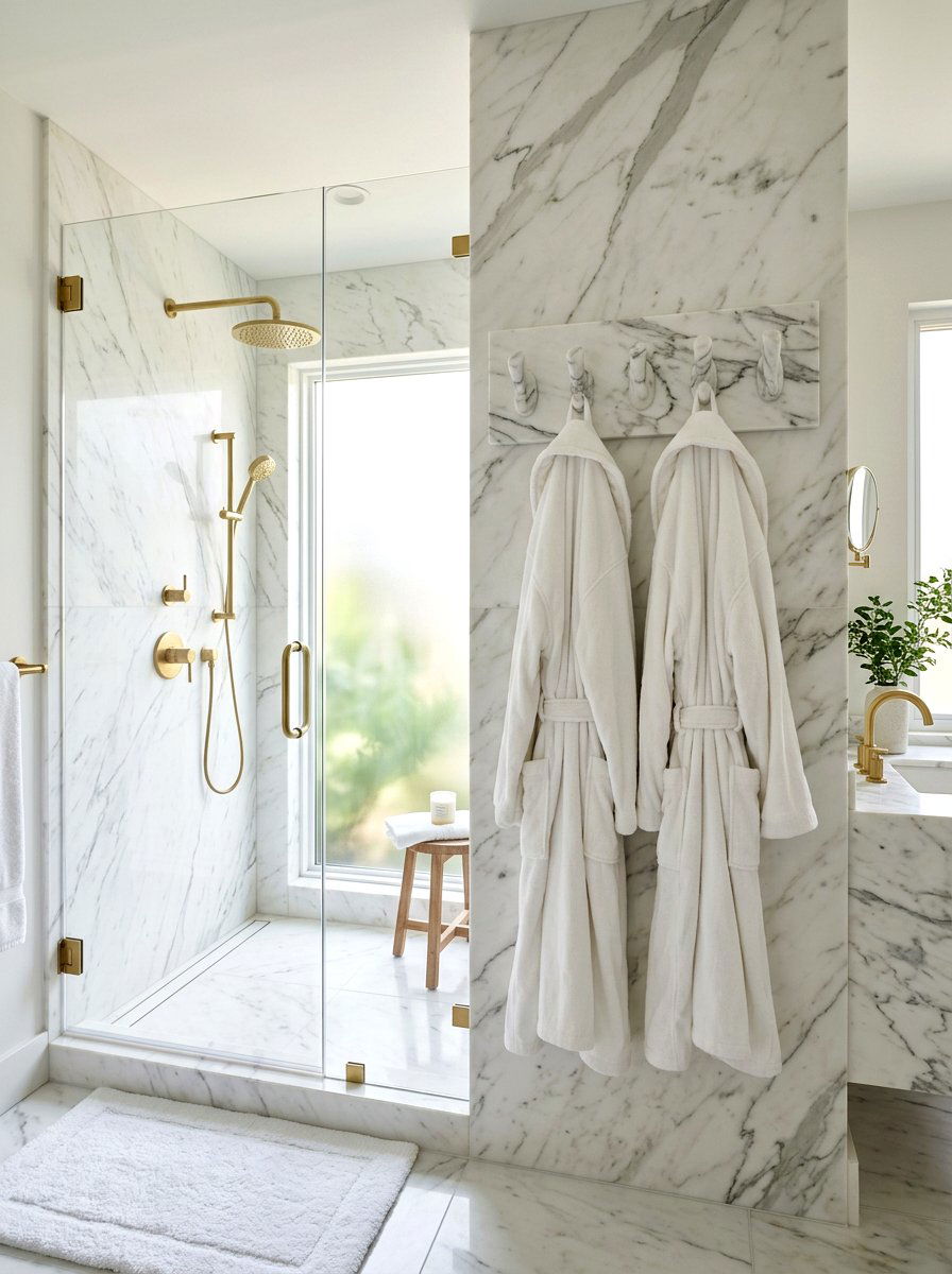 Marble Robe Hook - 30 robe hook bathroom ideas