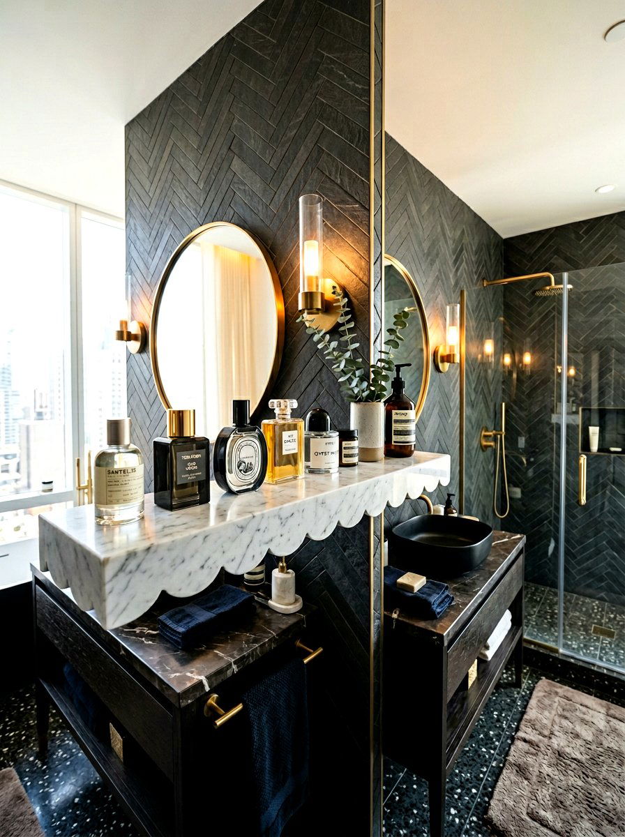 Marble Scalloped Bathroom Shelf - 30 scalloped shelf ideas