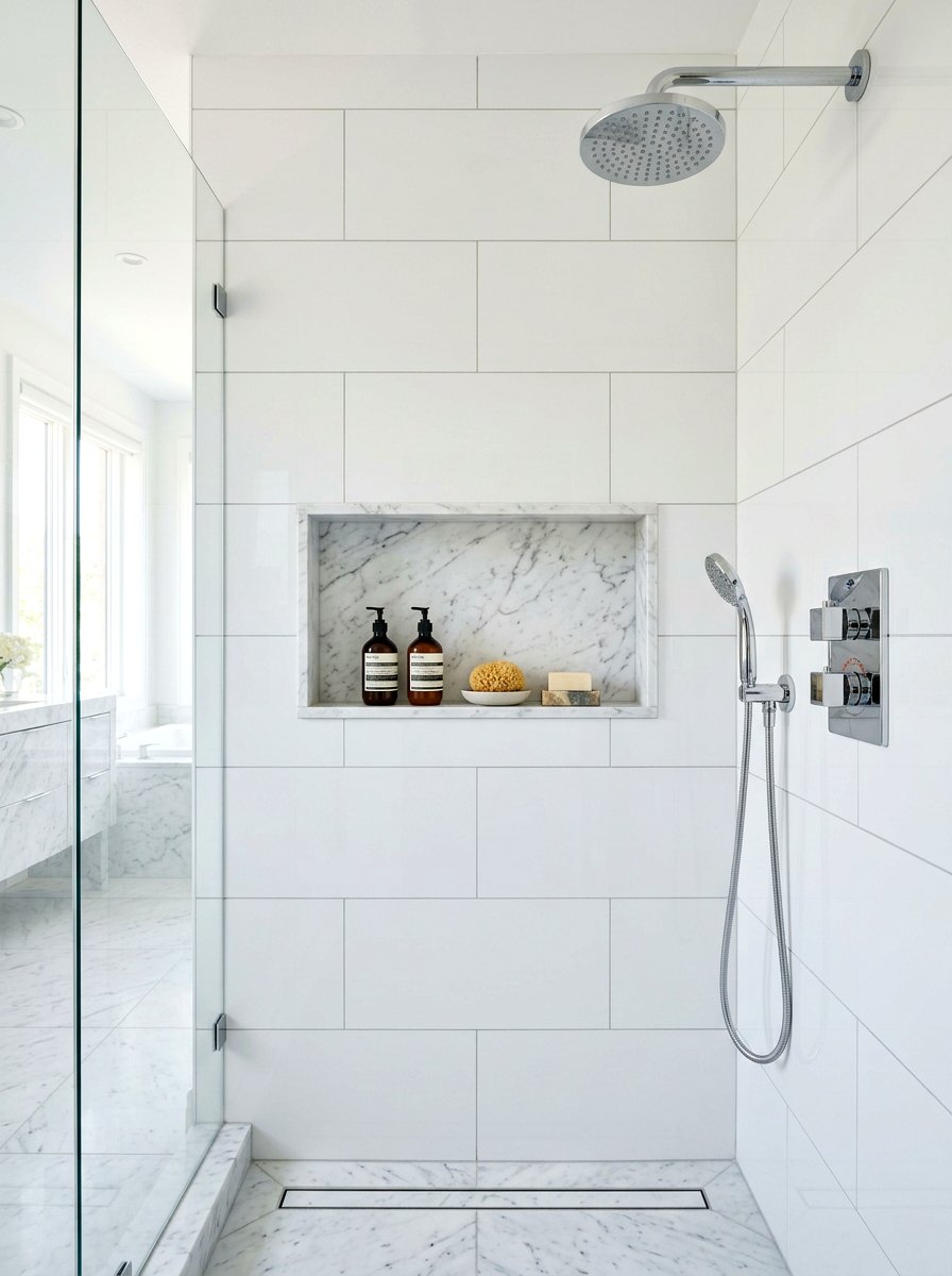 Marble Shower Wall Shelf - 30 recessed shelf ideas