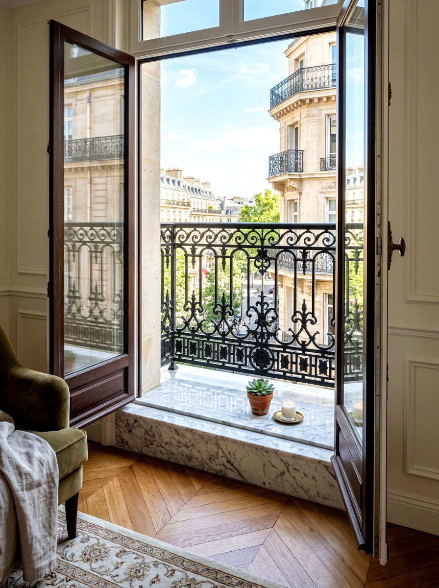 Marble Sills - 30 Juliet balcony decor ideas