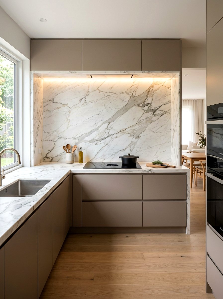 Marble Slab Backsplash - 30 kitchen remodel ideas