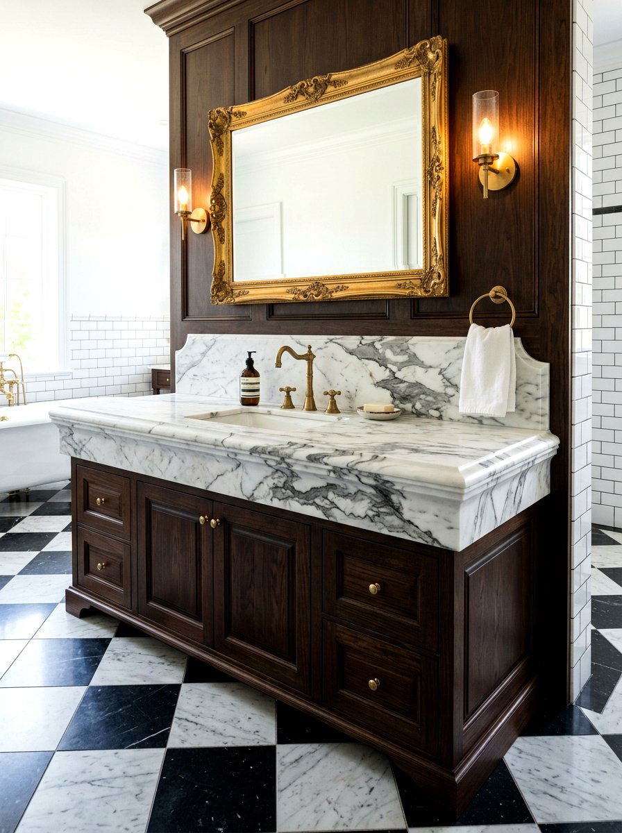 Marble Slab Countertop - 30 old world bathroom ideas